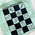 Large Mint Checkered Tote