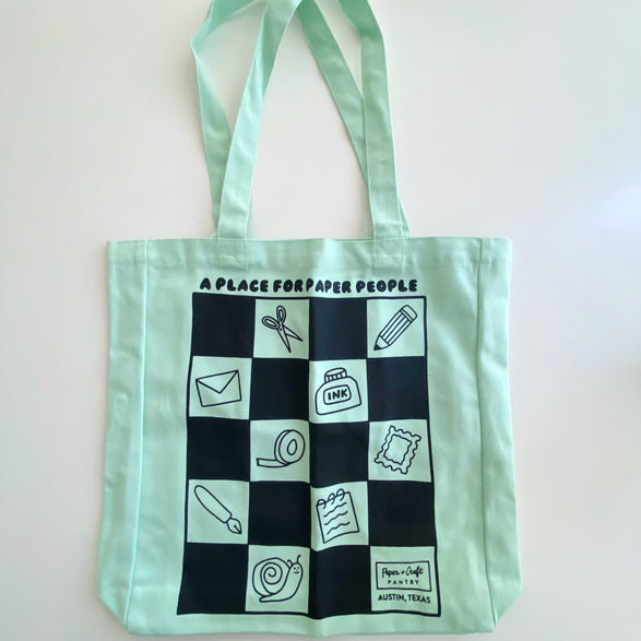 Large Mint Checkered Tote