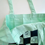 Large Mint Checkered Tote
