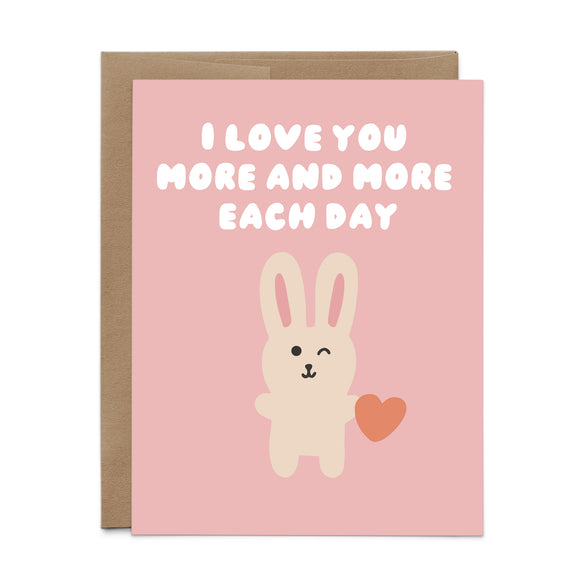 Love You More and More Bunny Card