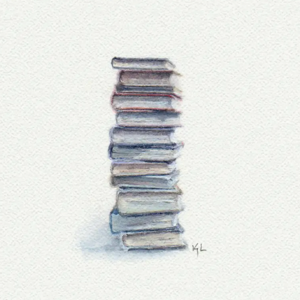 5x5 Art Print: Mini Stack of Books