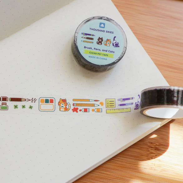 Brush, Pens, Cats Washi Tape (15mm)