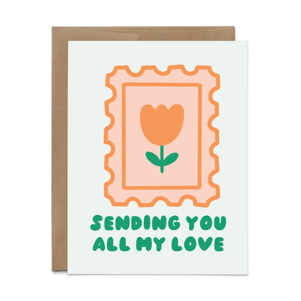 Sending Love Postage Stamp Card