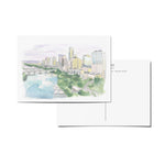 Austin Watercolor Postcard: Downtown Sunset
