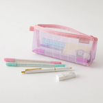 Striped Purple Mesh Pen Case