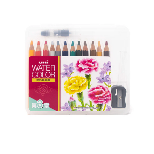 Uni Watercolor Pencil Set of 12 - Floral