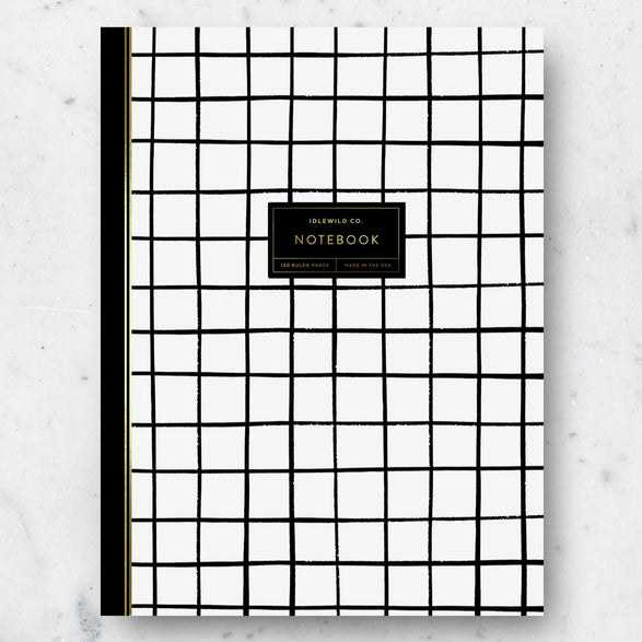 Lined Notebook: Minimal Black + White Grid