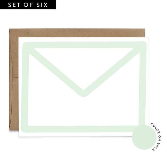 Large Mint Envelope Flat Notecard Set