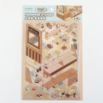 3D Coffee Shop Scene Sticker Sheet