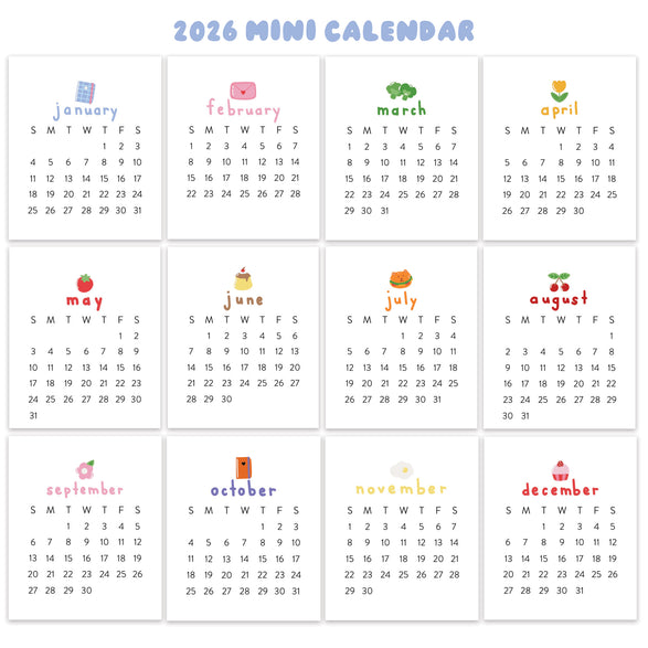 2026 P+CP Mini Calendar