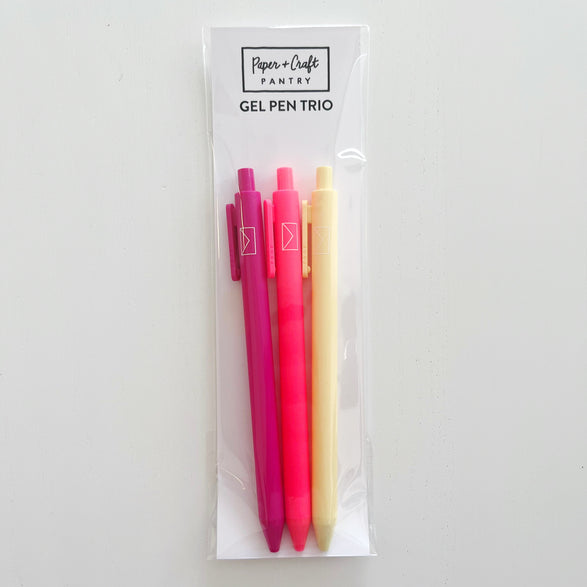 Envelope Gel Pen Set (3) - Bright Pink, Coral, Yellow