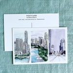 Austin Watercolor Postcard: Downtown Trio