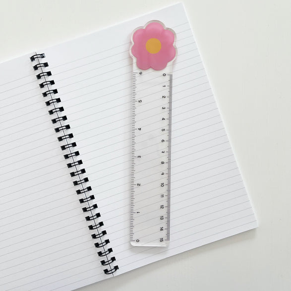 Pink Flower Acrylic Ruler