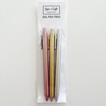 Envelope Gel Pen Set (3) - Rose Gold, Gold, Silver