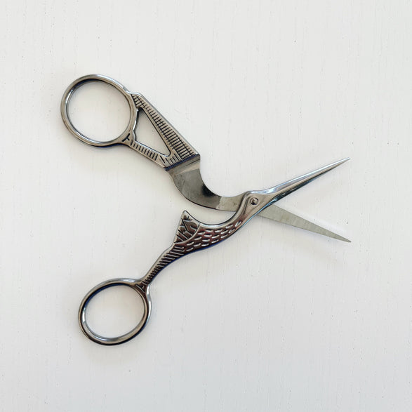 Large Stork Scissors: Silver