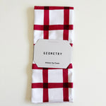 Red Grid Tea Towel