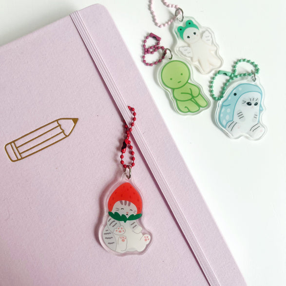 Strawberry Cat Bag + Journal Charm