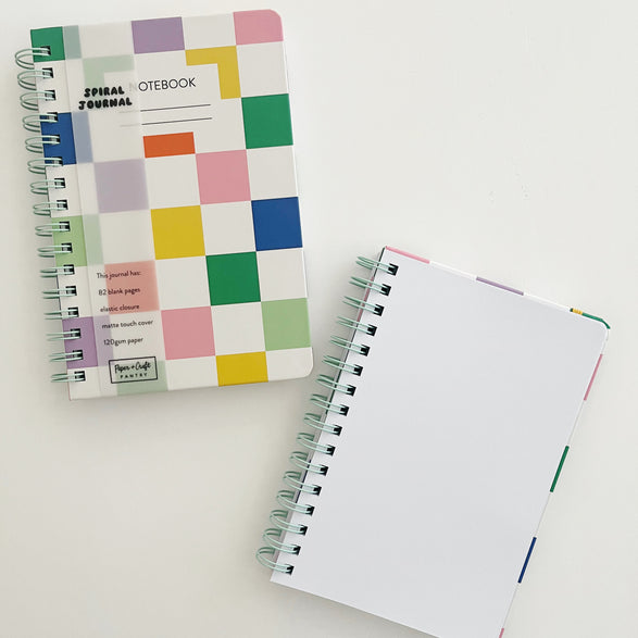 Blank Spiral Notebook: Checkered