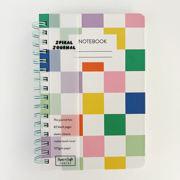 Blank Spiral Notebook: Checkered