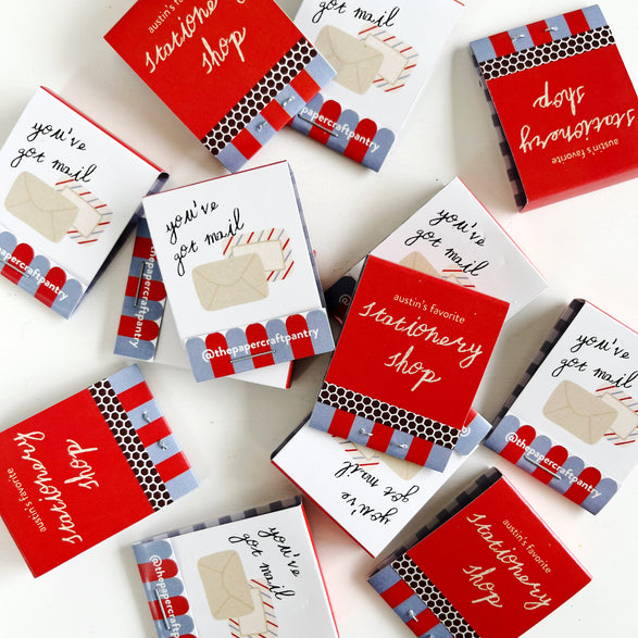 Red Stationery Shop Matchboxes