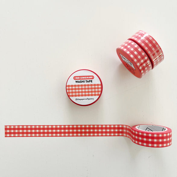 Red Gingham Washi Tape - 15mm