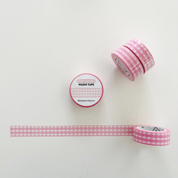 Pink Gingham Washi Tape - 15mm
