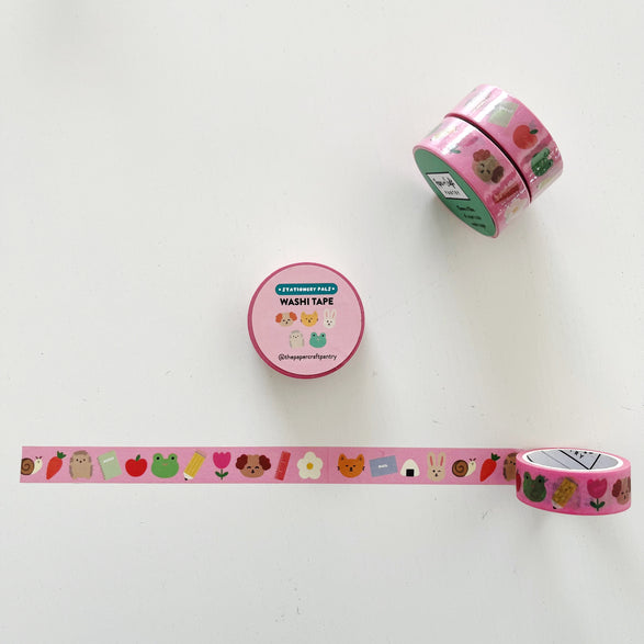 Pink Stationery Pals Washi Tape - 15mm