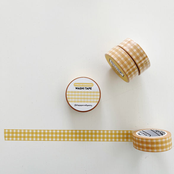 Yellow Gingham Washi Tape - 15mm