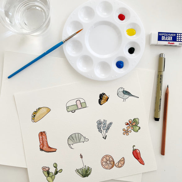 07.26.26 Austin Icons Watercolor Workshop Ticket (In-Studio)
