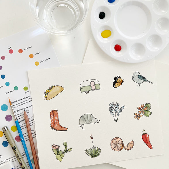07.26.26 Austin Icons Watercolor Workshop Ticket (In-Studio)