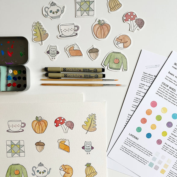10.03.26 Watercolor Fall Icons + Stickers Workshop Ticket (In-Studio)