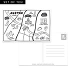 Austin Map Postcard - Set of 10