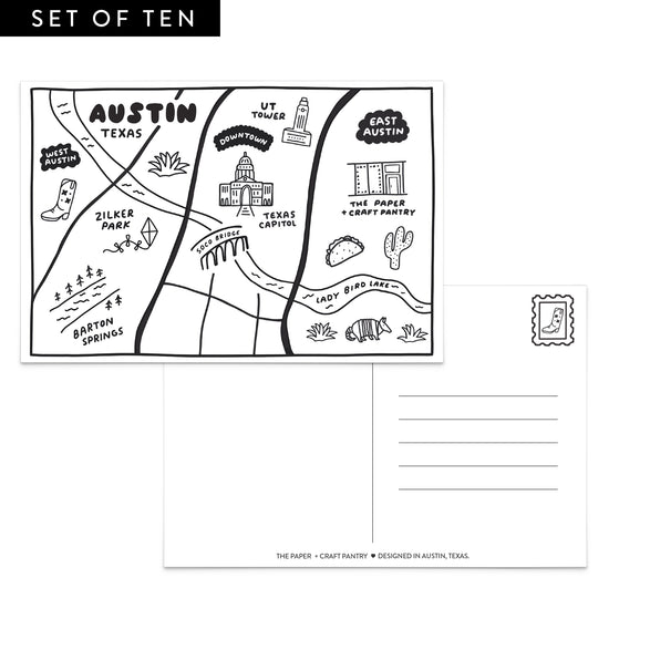 Austin Map Postcard - Set of 10