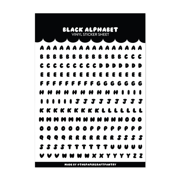 Black Alphabet Sticker Sheet