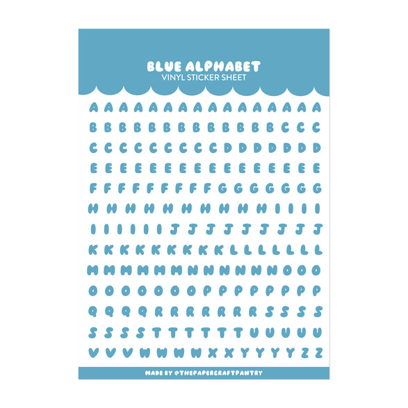Blue Alphabet Sticker Sheet