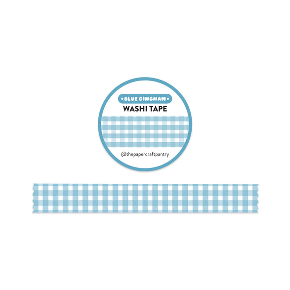 Blue Gingham Washi Tape - 15mm