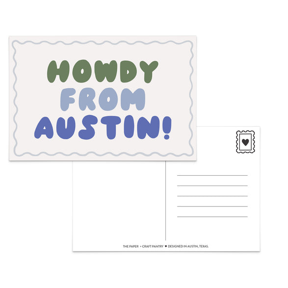 Howdy From Austin Postcard: Blue