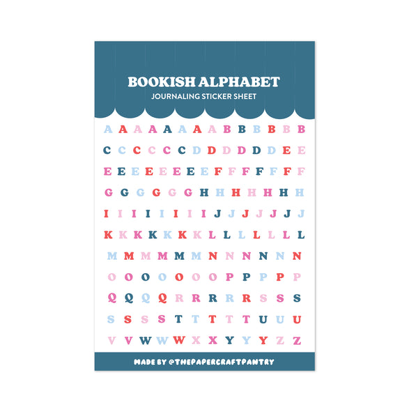 Bookish Alphabet Vinyl Sticker Sheet