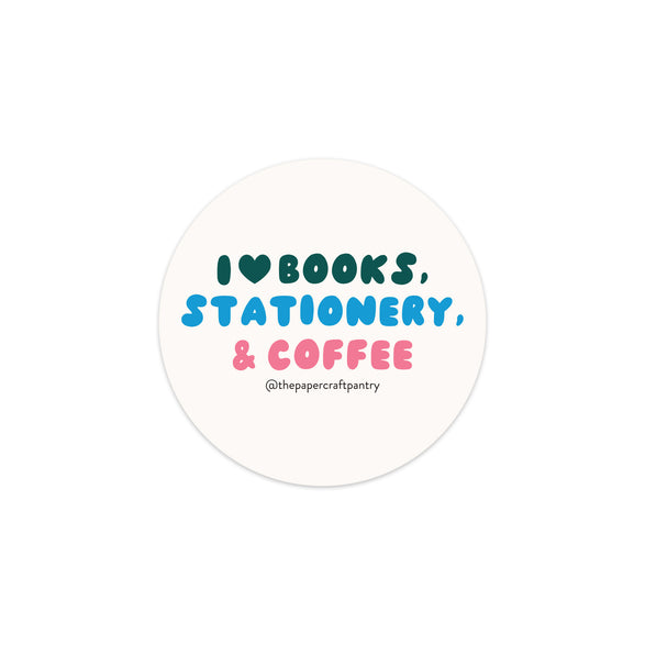 Books, Stationery, & Coffee Vinyl Sticker