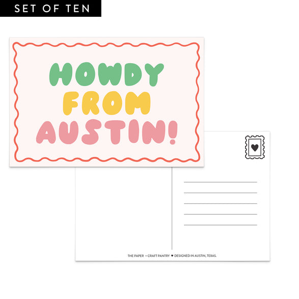 Bright Howdy From Austin Postcard - Set of 10