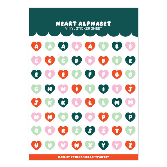 Chicago Stationery Fest Heart Alphabet Sticker Sheet