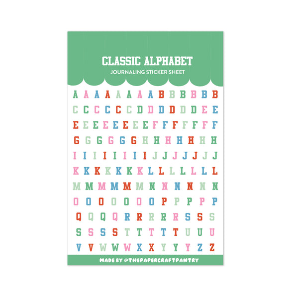 Classic Alphabet Vinyl Sticker Sheet