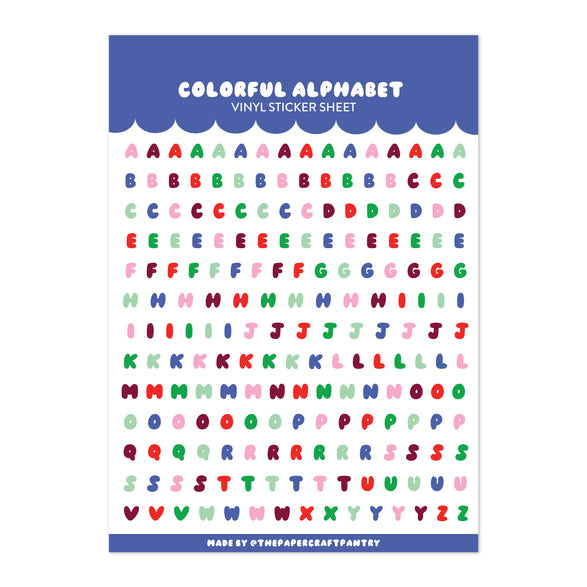 Colorful Alphabet Sticker Sheet