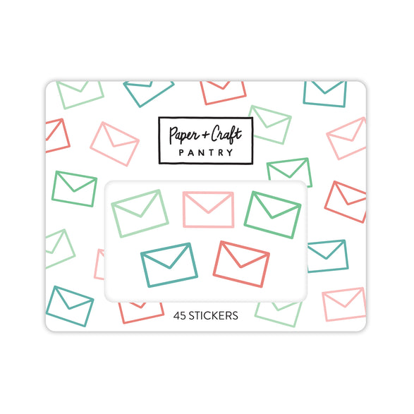 Colorful Envelope Sticker Flakes - Set of 45