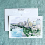 Austin Watercolor Postcard: Downtown Sunset