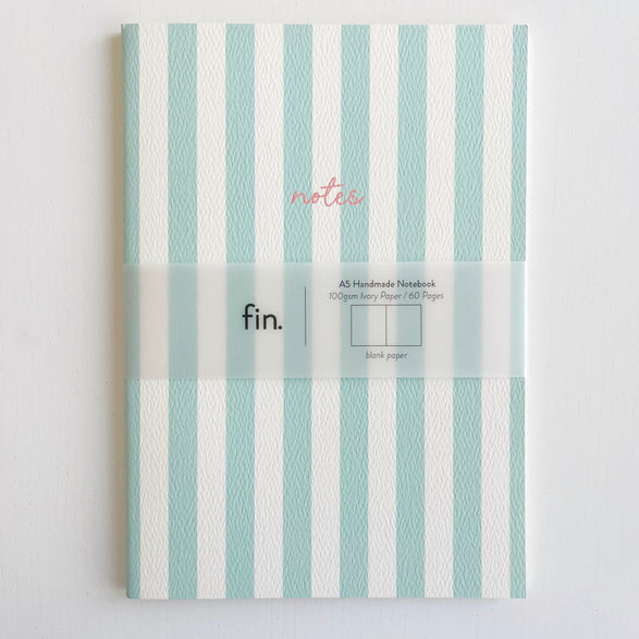 Blank Notebook: Mint Stripe