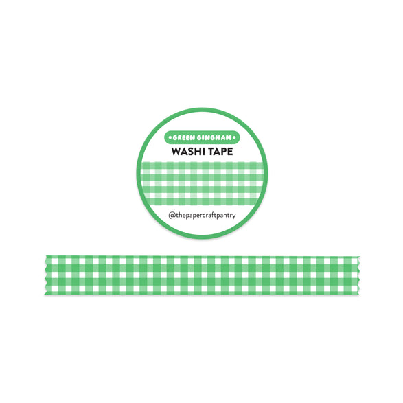 Green Gingham Washi Tape - 15mm