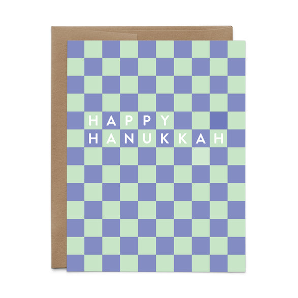 Happy Hanukkah Checkered Card