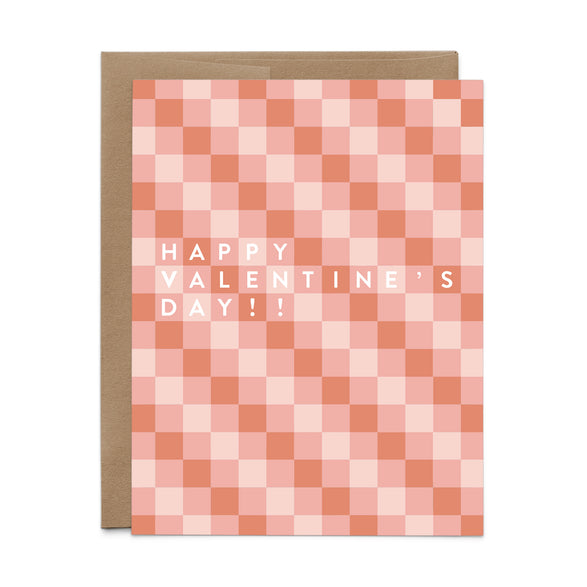 Pink + Red Valentine's Day Checkered Card