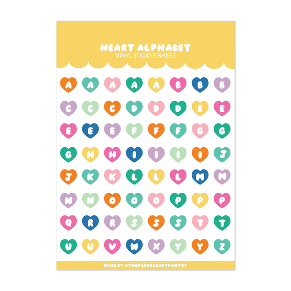 Heart Alphabet Sticker Sheet
